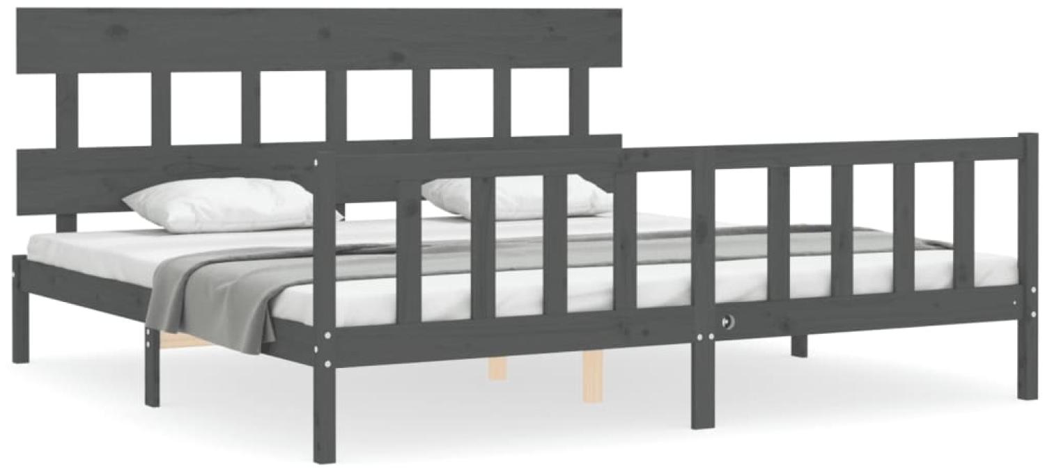 vidaXL Massivholzbett mit Kopfteil Grau 200x200 cm 3193358 Bild 1