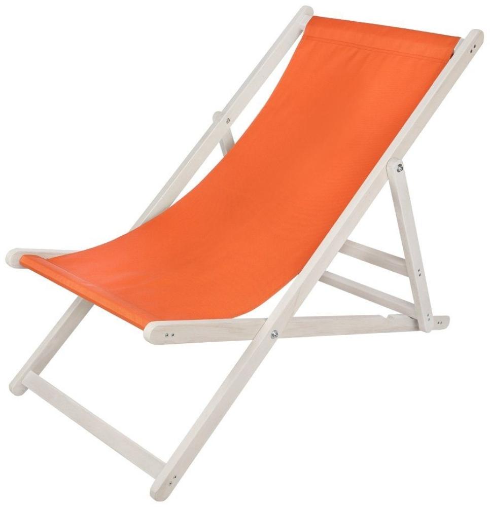 Liegestuhl Strandliege Weiß Gartenliege Klappbar Sonnenliege Strandstuhl Orange Bild 1