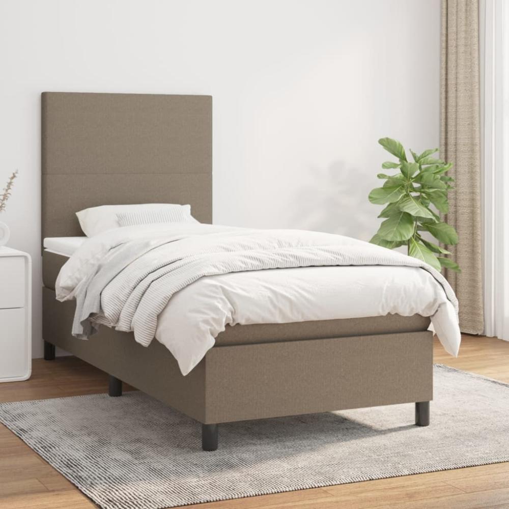 vidaXL Boxspringbett mit Matratze Taupe 80x200 cm Stoff 3141573 Bild 1