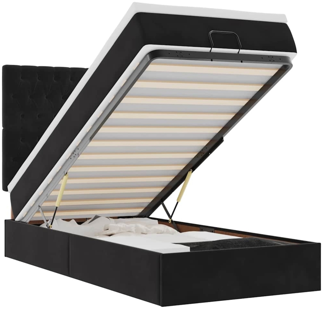 vidaXL Ottoman-Bett mit Matratzen Schwarz 100x200 cm Samt 3313525 Bild 1
