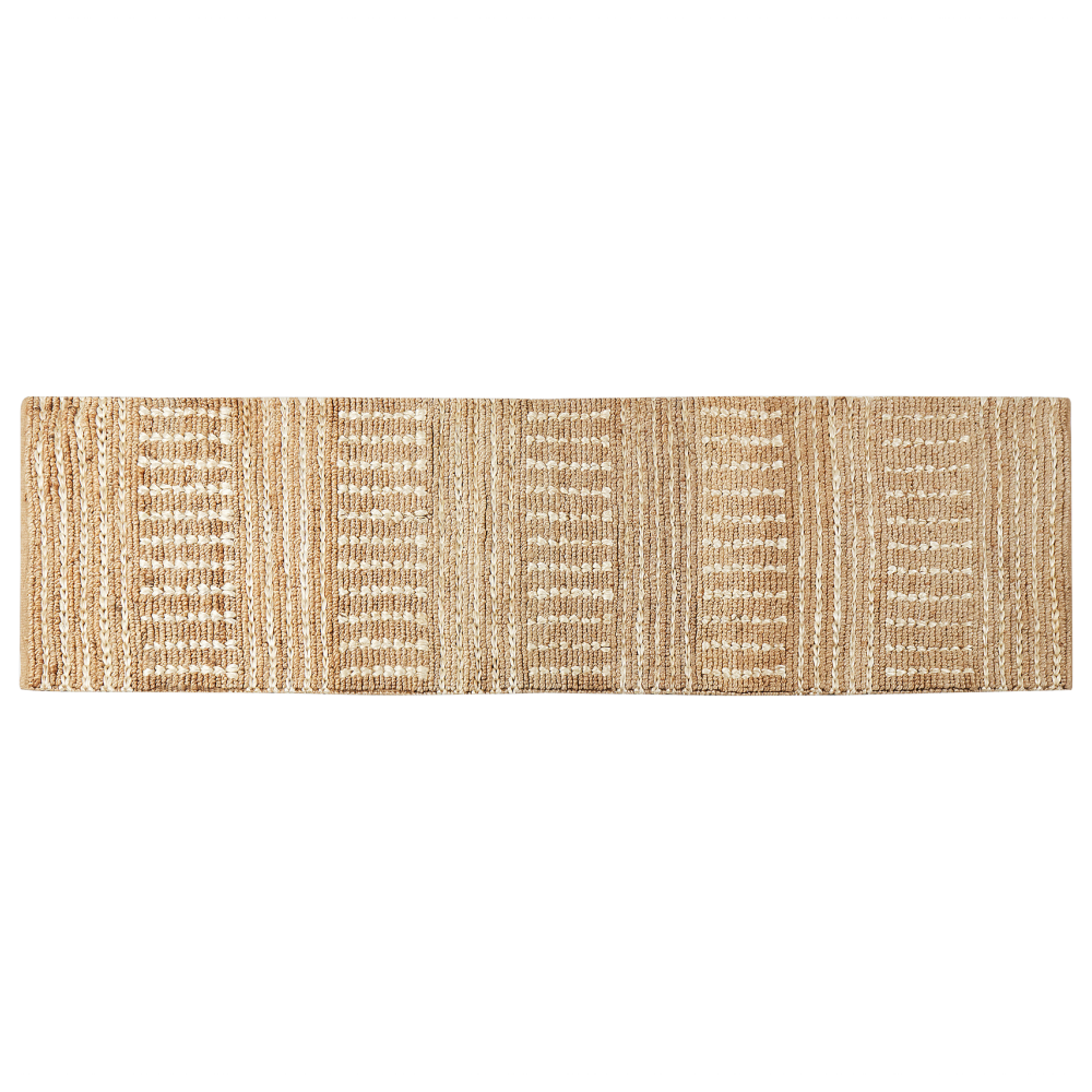 Teppich Jute beige 80 x 300 cm Streifenmuster Kurzflor KAMBERLI Bild 1