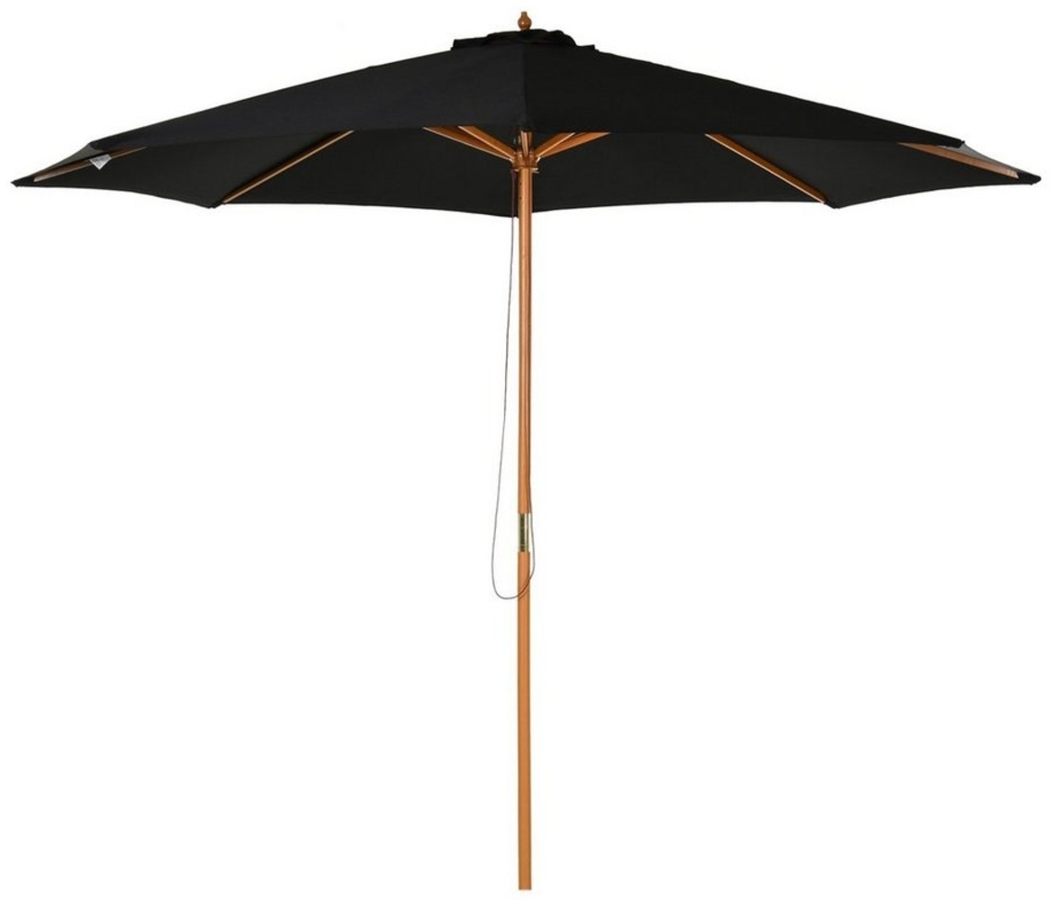 Outsunny Sonnenschirm Balkonschirm, Bambus, Schwarz, LxB: 300x300 cm, Gartenschirm, Holzschirm, ohne Schirmständer, langlebiges Material Bild 1