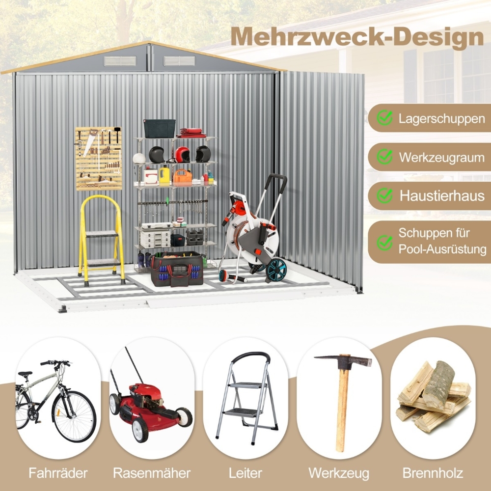 Gerätehaus Metall Geräteschuppen abschließbar inkl. Fundament Gartenhaus 259 x 196 x 184 cm Bild 1