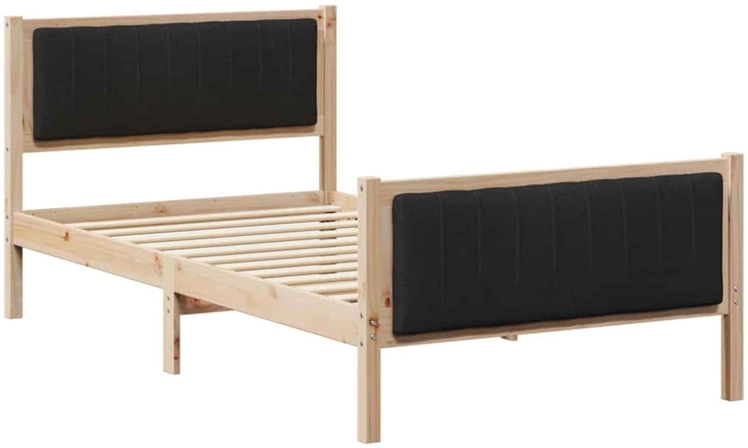 vidaXL Bettgestell Braun und Schwarz 100 x 200 cm Massivholz Kiefer 878491 Bild 1