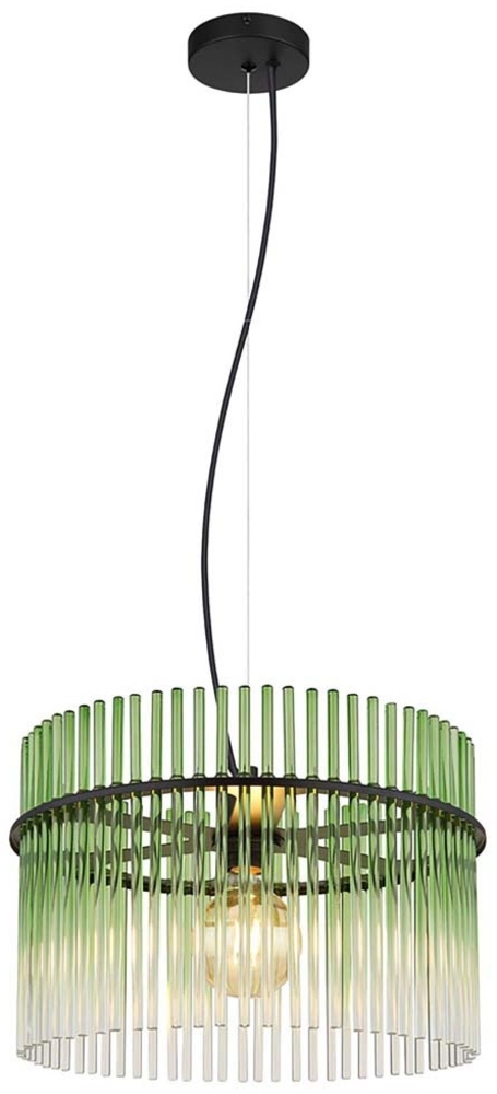 Pendelleuchte, Metall, Glas grün, klar, D 40 cm Bild 1