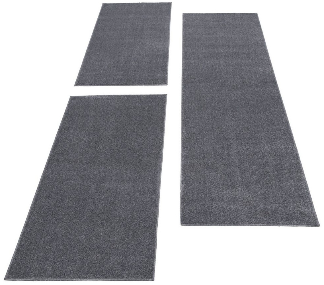 Carpettex Kurzflor-Bettumrandung Unicolor - Einfarbig, Höhe 11 mm, (Bett-Set, 3-tlg, Bettvorlage), Schlafzimmer Teppich Bettumrandung Läufer Set 3 teilig Bild 1