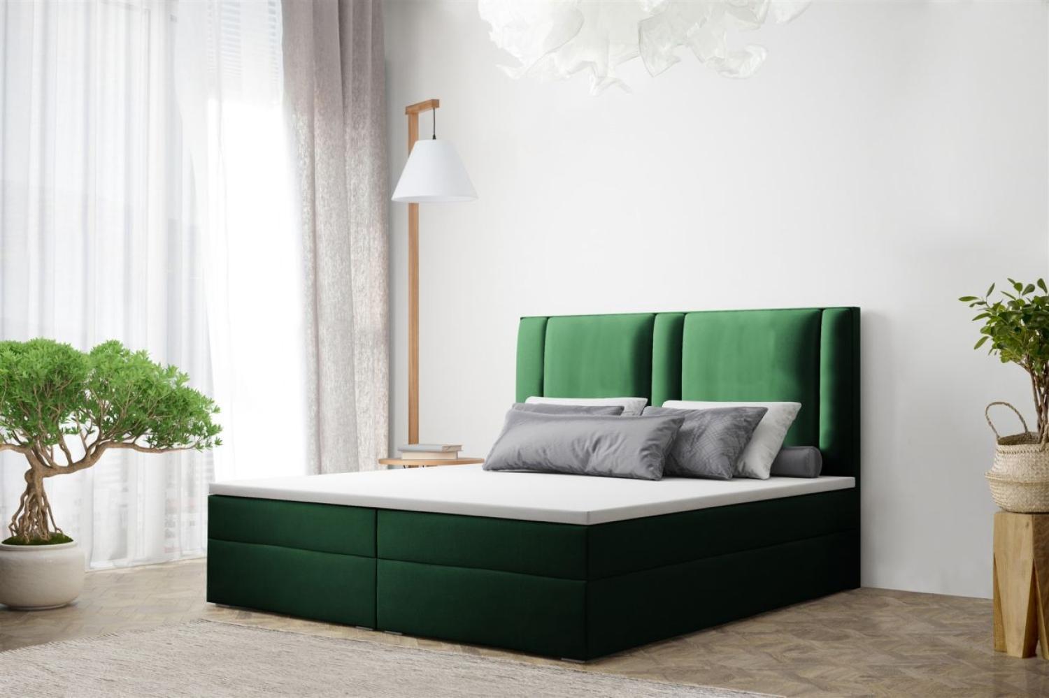 Boxspringbett Schlafzimmerbett CANDELA 200x200cm in Stoff Grün Bild 1