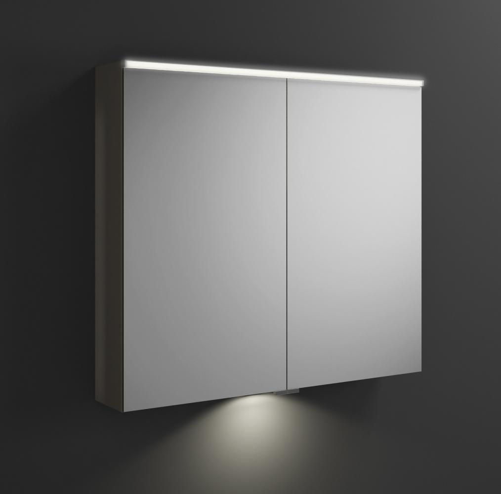 Burgbad Eqio Spiegelschrank mit horizontaler LED-Beleuchtung und Waschtischbeleuchtung, 2 Türen, 900x800 mm, SPGT090, Korpus: Grau Hochglanz - SPGT090F2010 Bild 1