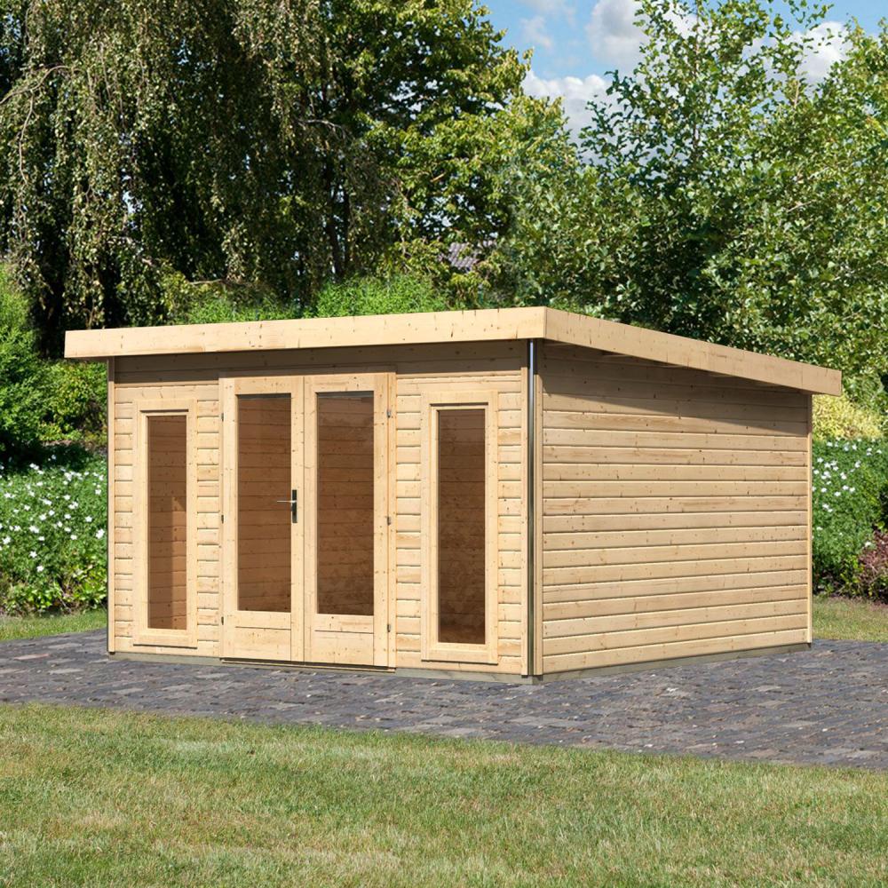 Gartenhaus Radeburg 3 - 369x369 cm, 40 mm Holz naturbelassen, Karibu Bild 1