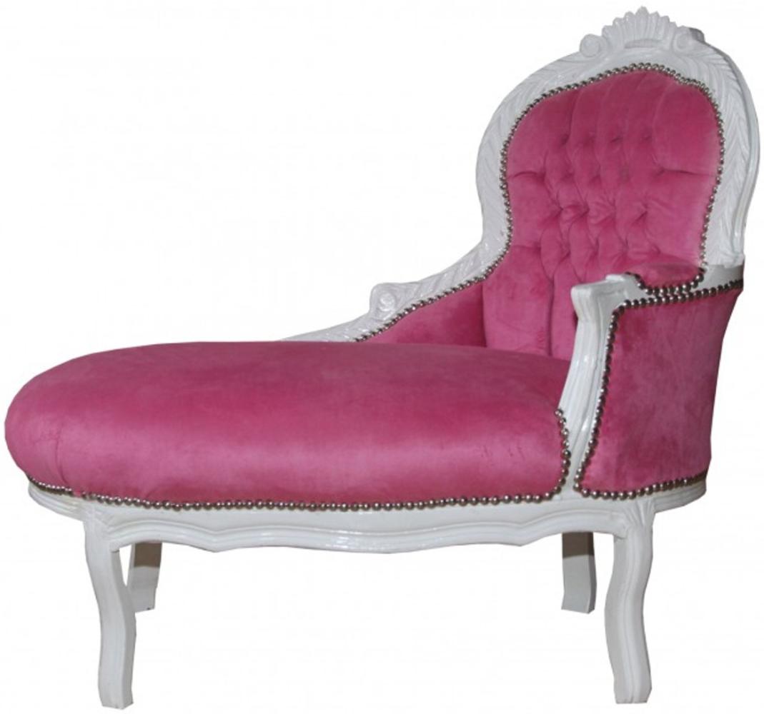 Casa Padrino Barock Kinder Chaiselongue Rosa/ Weiß - Barock Kinder Möbel Bild 1