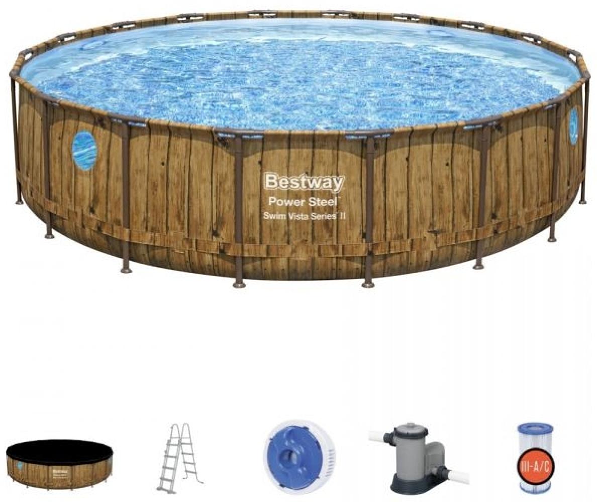 Power Steel Swim Vista Series Rahmenpool 549 X 122 Rund 18 Fuß Bestway 7In1 Bild 1
