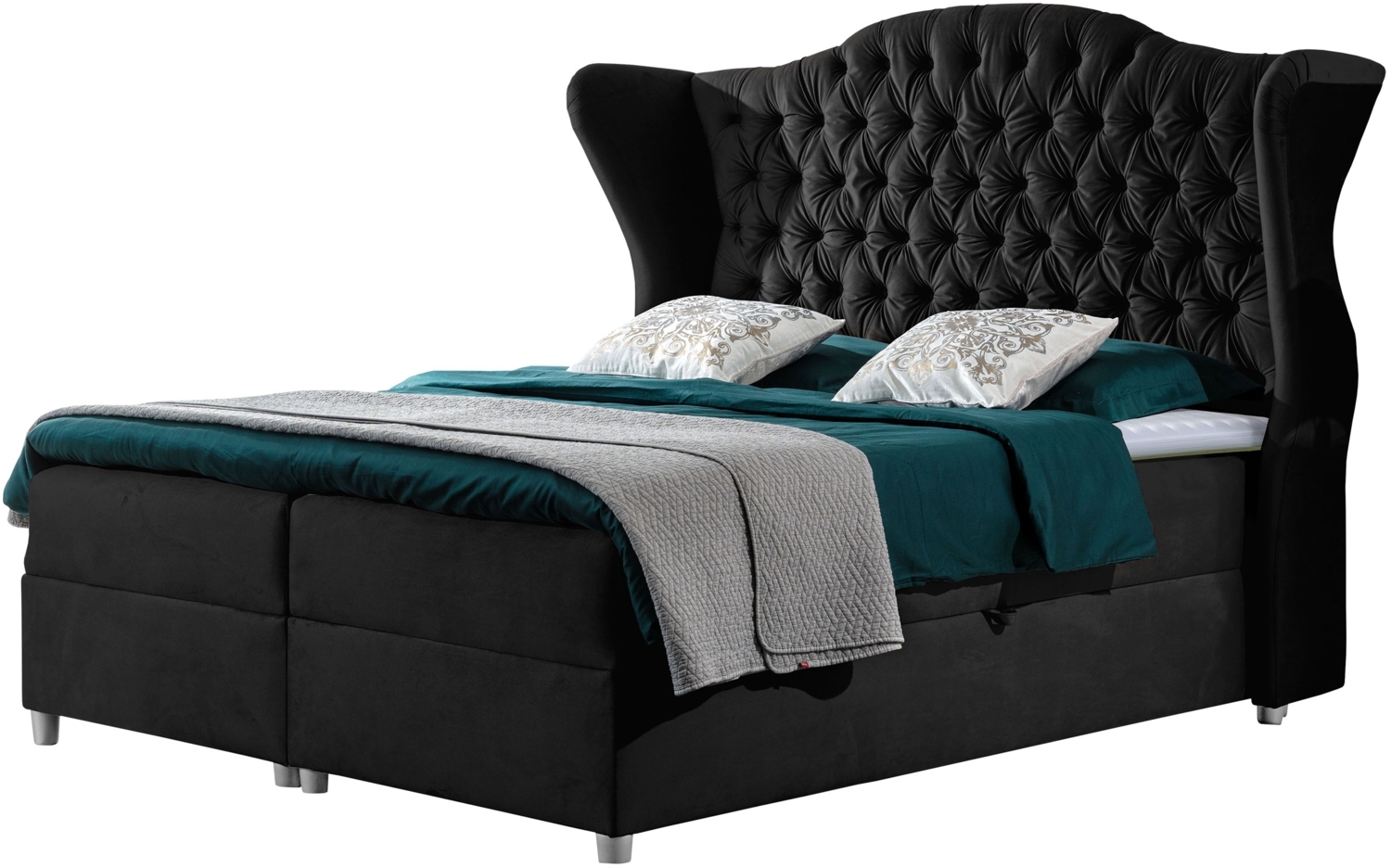 Boxspringbett Caltha, schwarz, 180x200 cm Bild 1