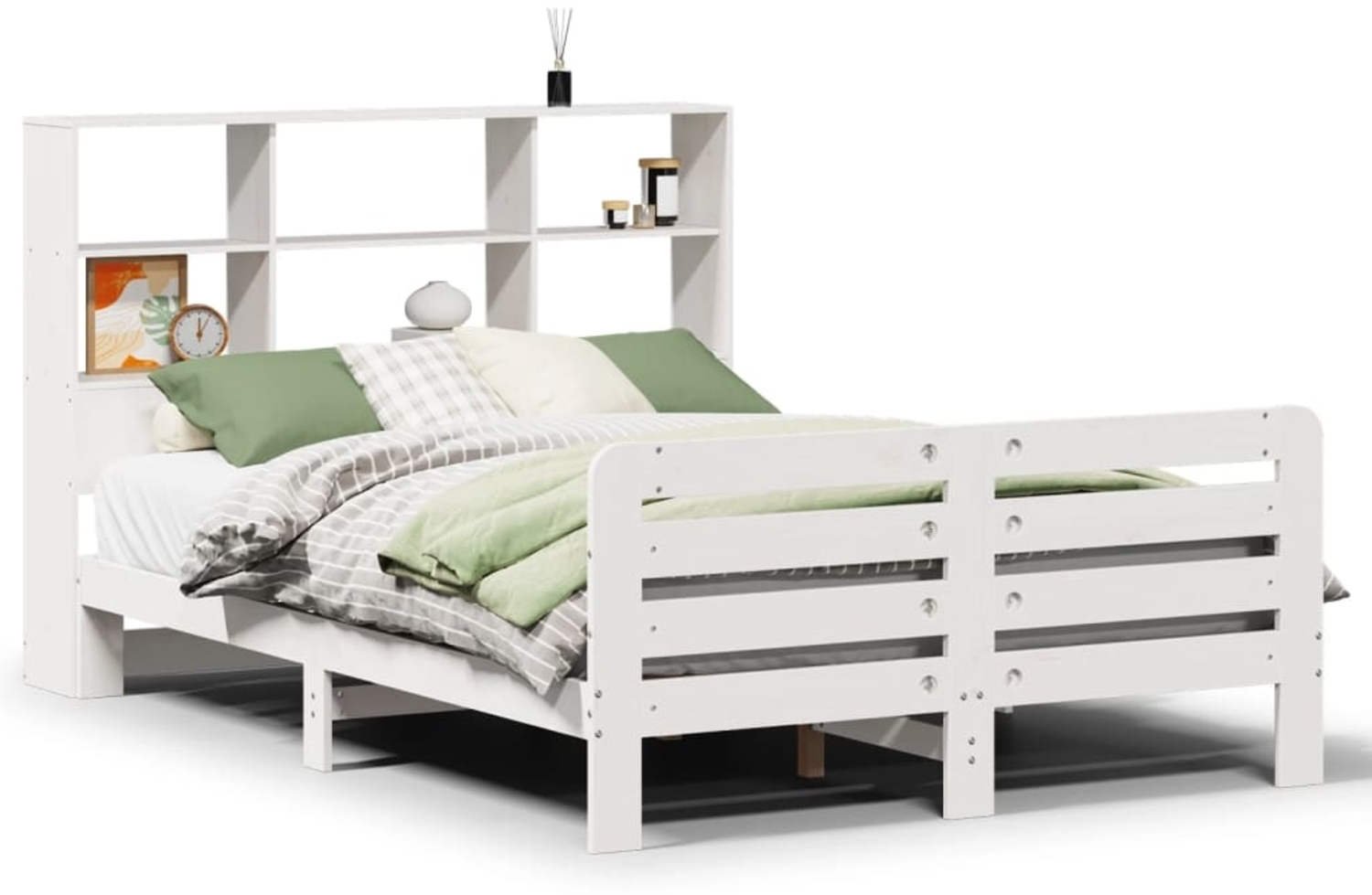 vidaXL Massivholzbett ohne Matratze Weiß 120x190 cm Kiefernholz 3309945 Bild 1