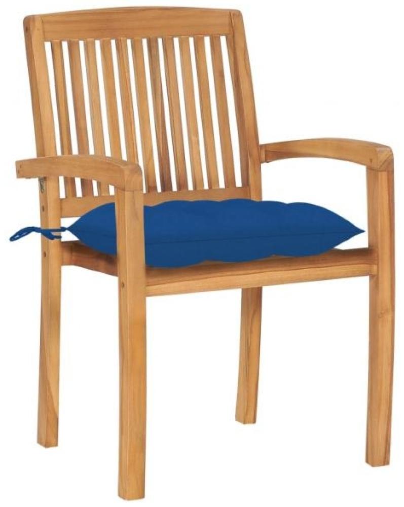 vidaXL Stapelbare Gartenstühle mit Kissen 8 Stk. Massivholz Teak 3073289 Bild 1