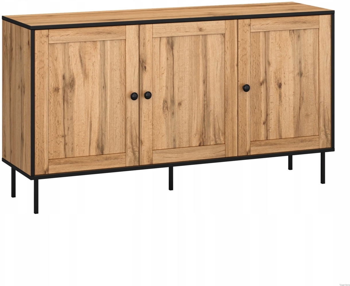 TARGET HOME Sideboard 3-türige Kommode Metallbeine TV Lowboard Sideboard schwarze wotan-eiche (H 79 x T 40 x B 144 cm) Bild 1