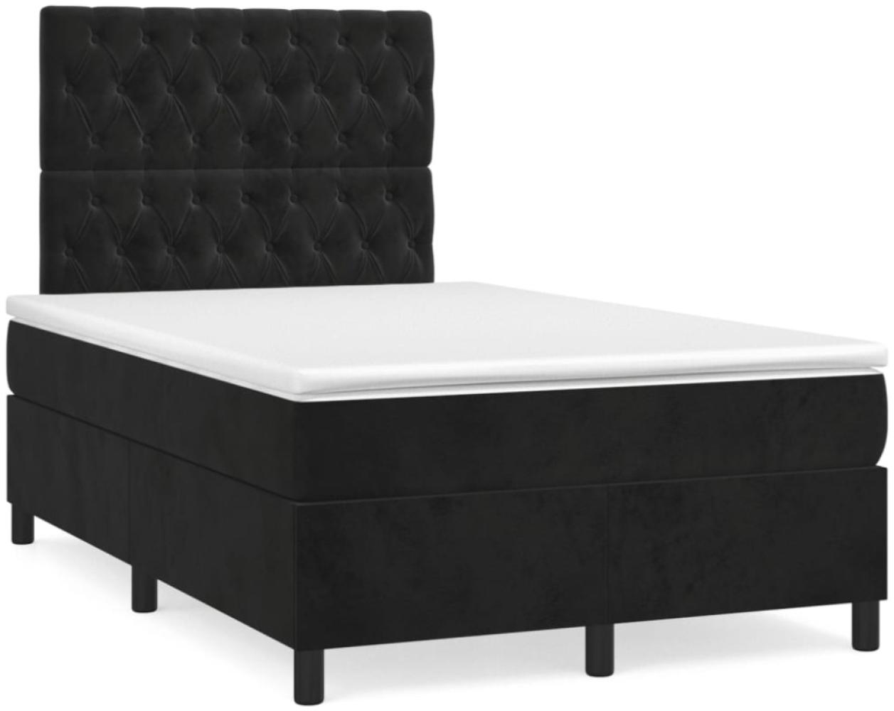 vidaXL Boxspringbett mit Matratze & LED Schwarz 120x190 cm Samt 3270331 Bild 1