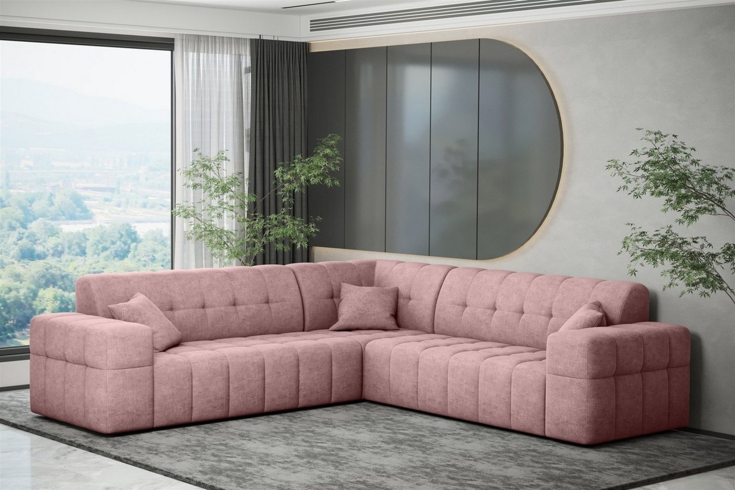 Ecksofa Designersofa NANCY in Stoff Perfekt Harmony Altrosa Seite Universal Bild 1