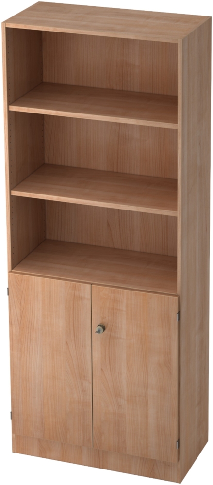 bümö office Regal-Aktenschrank abschließbar, Büroschrank groß aus FSC-Holz, 80cm breit in Nussbaum - abschließbarer Schrank, Büroschrank abschließbar, Büro Möbel Schrank System, 6770-N-N-SG Bild 1