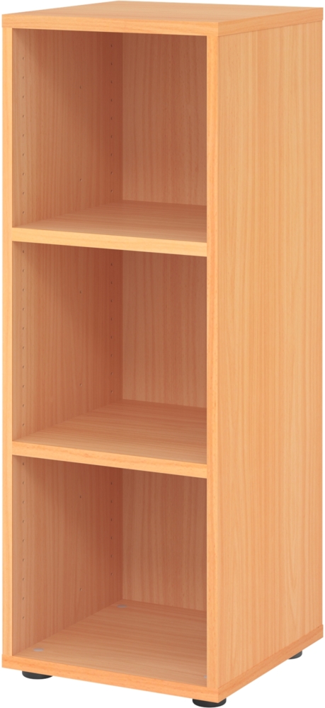 bümö Regal Buche, Standregal aus Holz für 3 Ordnerhöhen - Bücherregal klein 40 cm schmal, Aktenregal für Ordner & Bücher, kleines Büroregal, Holzregal, Ordnerregal, Buchregal Dachschräge, 934RE-6 Bild 1