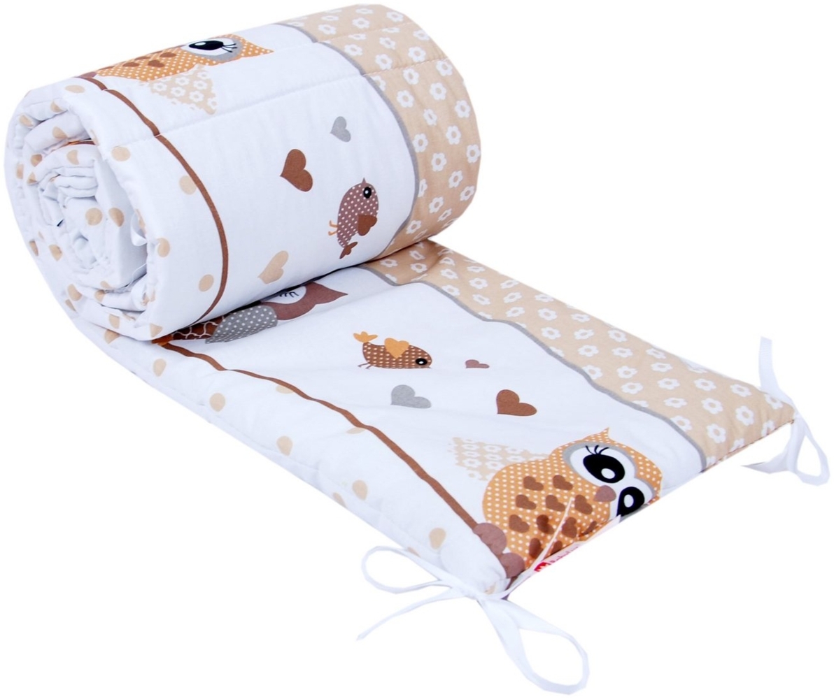 BabyLux Bettnestchen BABYLUX Bettumrandung NESTCHEN Bettnestchen 210x30 cm Babybett, 54. Eule Braun Nestchen Bild 1