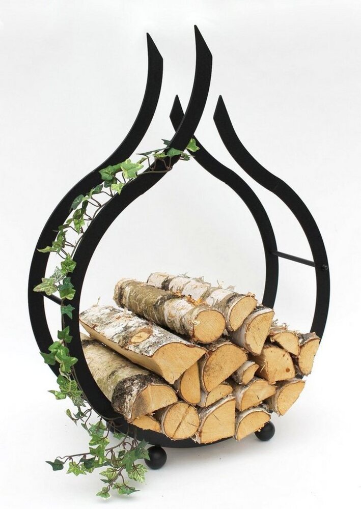 DanDiBo Kaminholzregal Flamme Kaminholzständer 78 cm Holzkorb Kaminholzhalter Holzregal Bild 1