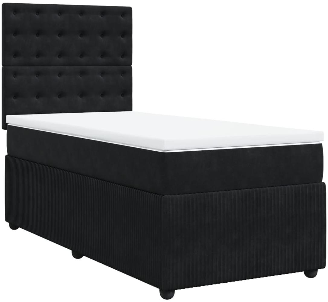 vidaXL Boxspringbett mit Matratze Schwarz 90x200 cm Samt 3292252 Bild 1