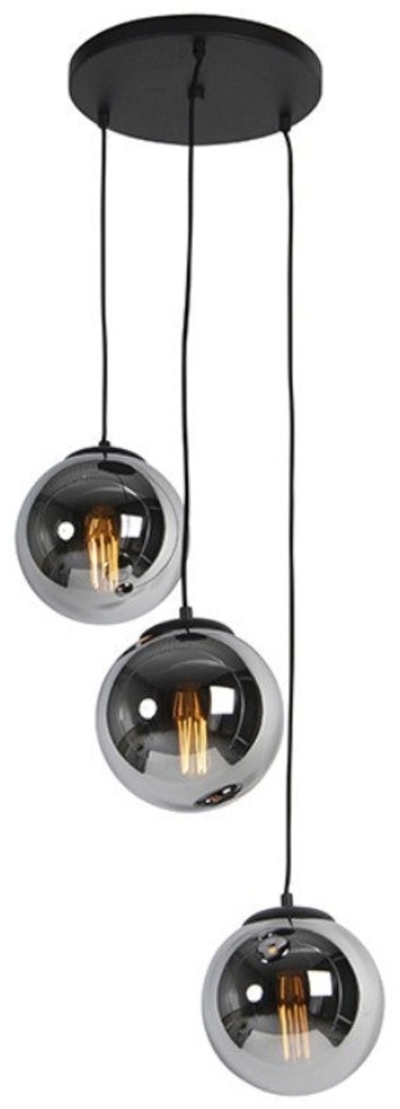 Qazqa Pendelleuchte Pallon, ohne Leuchtmittel, E27, Silber, Art Deco, Glas, 3-flammig Bild 1