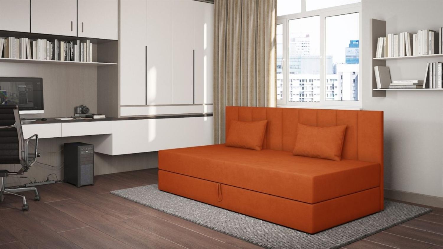 Sofa Polsterliege Kindersofa MARGOT in Stoff Opera Velvet Orange Bild 1