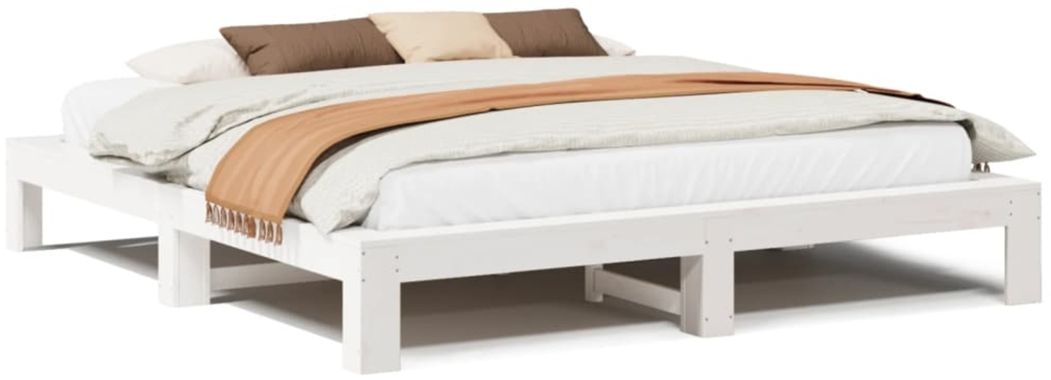vidaXL Massivholzbett ohne Matratze Weiß 180x200 cm Kiefernholz 3308730 Bild 1
