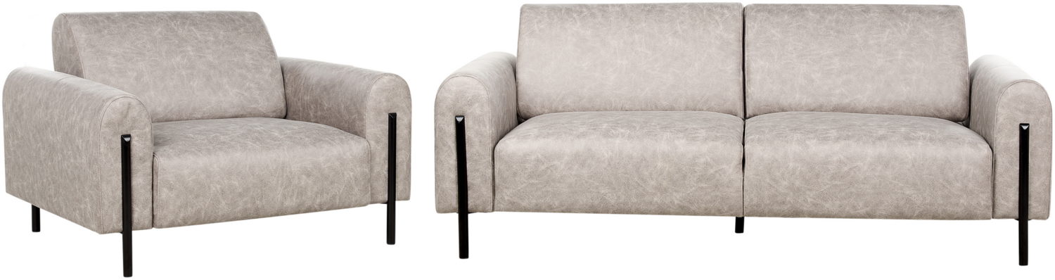 4-Sitzer Sofa Set Lederoptik hellgrau ASKIM Bild 1