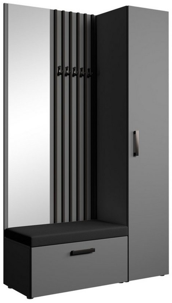 Beautysofa Garderobenschrank mit großem Spiegel und Kleiderstange MARGARET II+IV ein hoher eintüriger Kleiderschrank und ein komfortabler Schuhschrank Bild 1