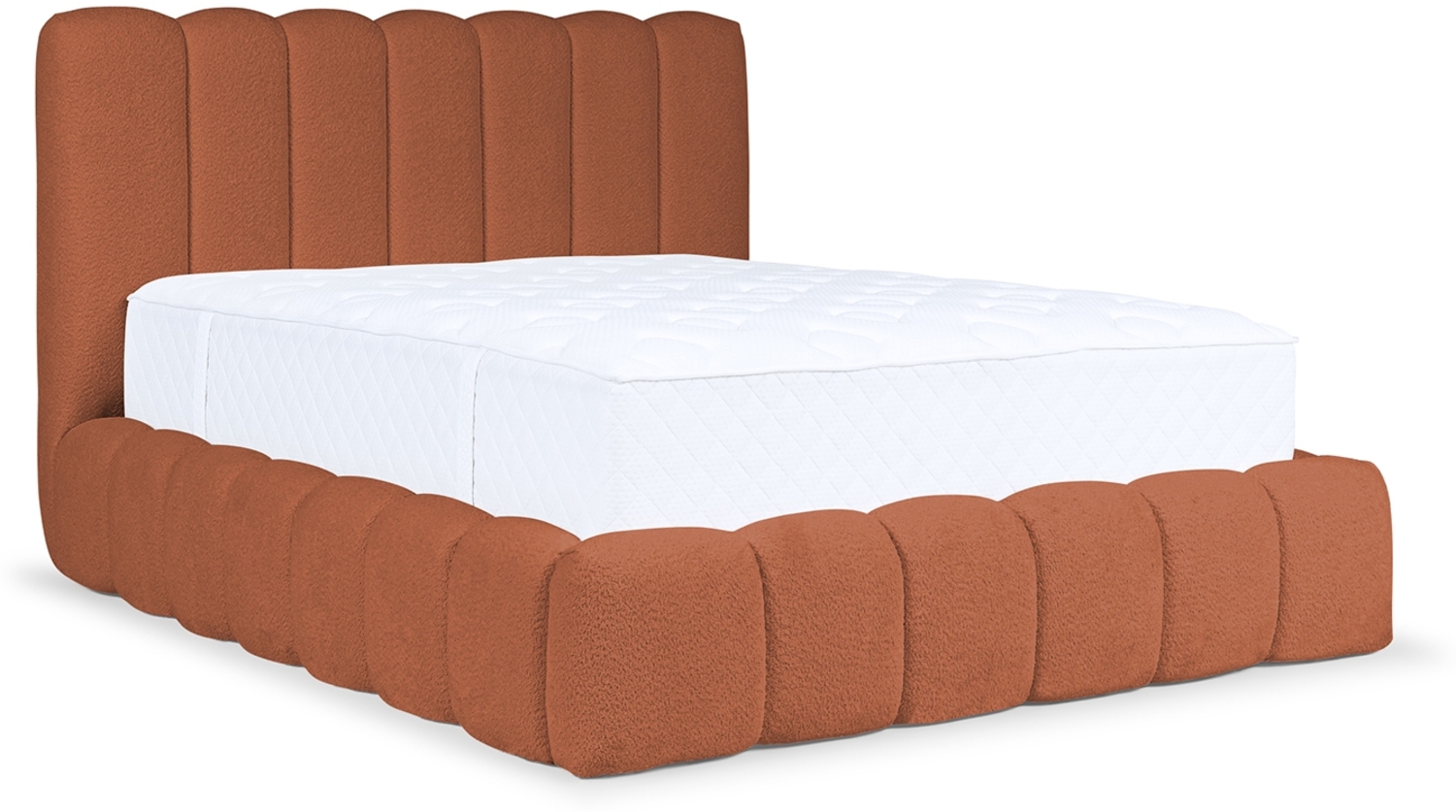 MEBLINI Polsterbett 200x200 mit Lattenrost ohne Matratze - CARLOS - Orange Boucle - Bubble Bett - Cloud Bett - Marshmallow Bed - Kopfteil Bett mit Stauraum Bild 1