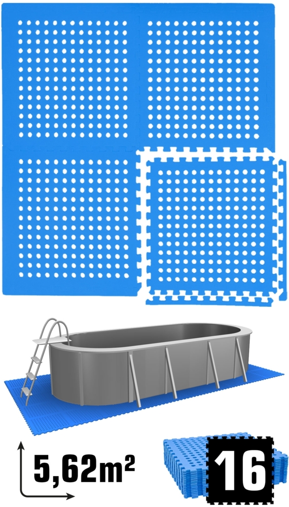 5,6m² Poolunterlage 16 Poolmatten 62x62cm in Blau Bild 1