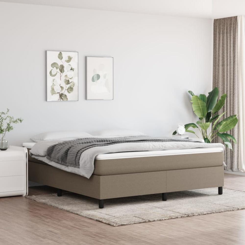 vidaXL Boxspringbett mit Matratze Taupe 160x200 cm Stoff 3144435 Bild 1