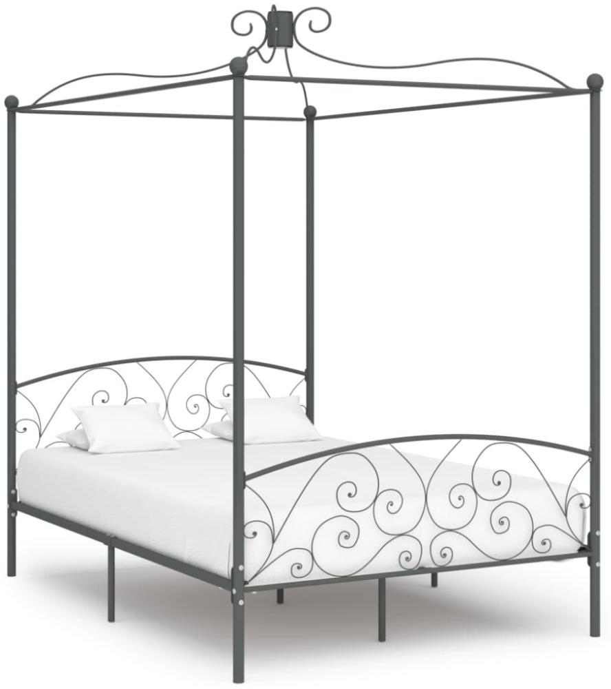 vidaXL Himmelbett-Gestell Grau Metall 140 x 200 cm 284483 Bild 1