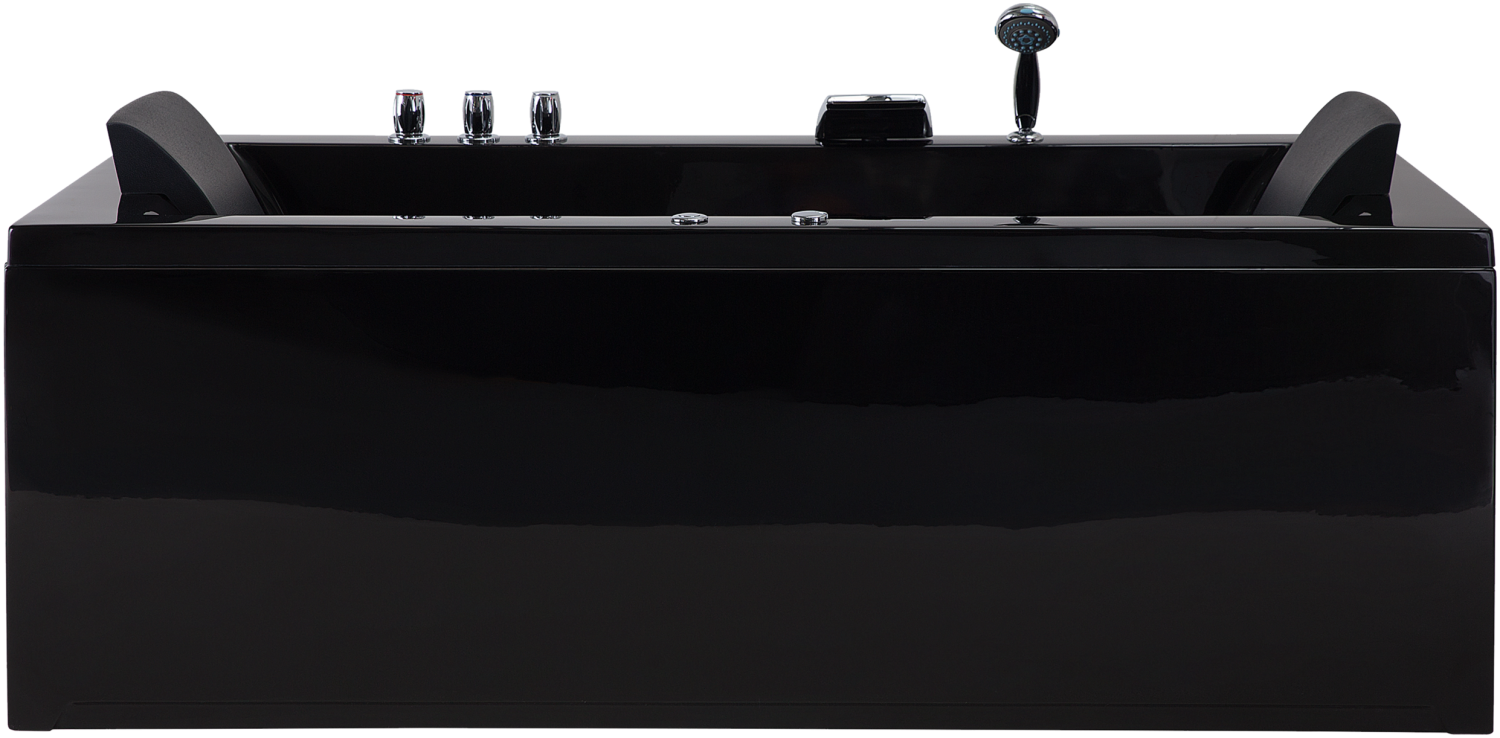 Whirlpool Badewanne schwarz mit LED rechts 183 x 90 cm VARADERO Bild 1