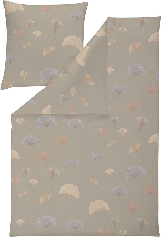 Estella Mako Jersey Bettwäsche 135x200 Ginkgo karamell sand Blätter 6575-320 Bild 1