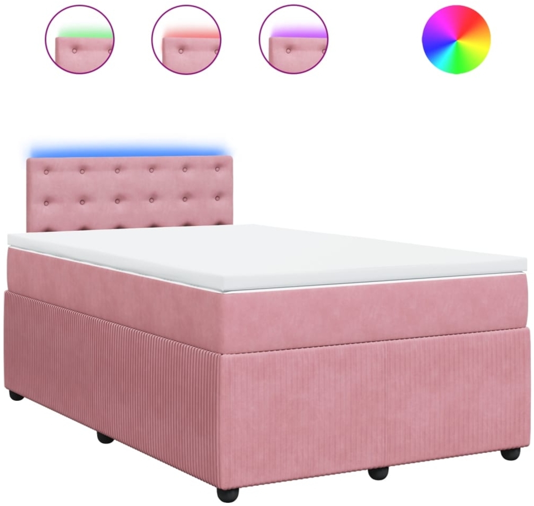 vidaXL Boxspringbett mit Matratze Rosa 120x190 cm Samt 3290003 Bild 1