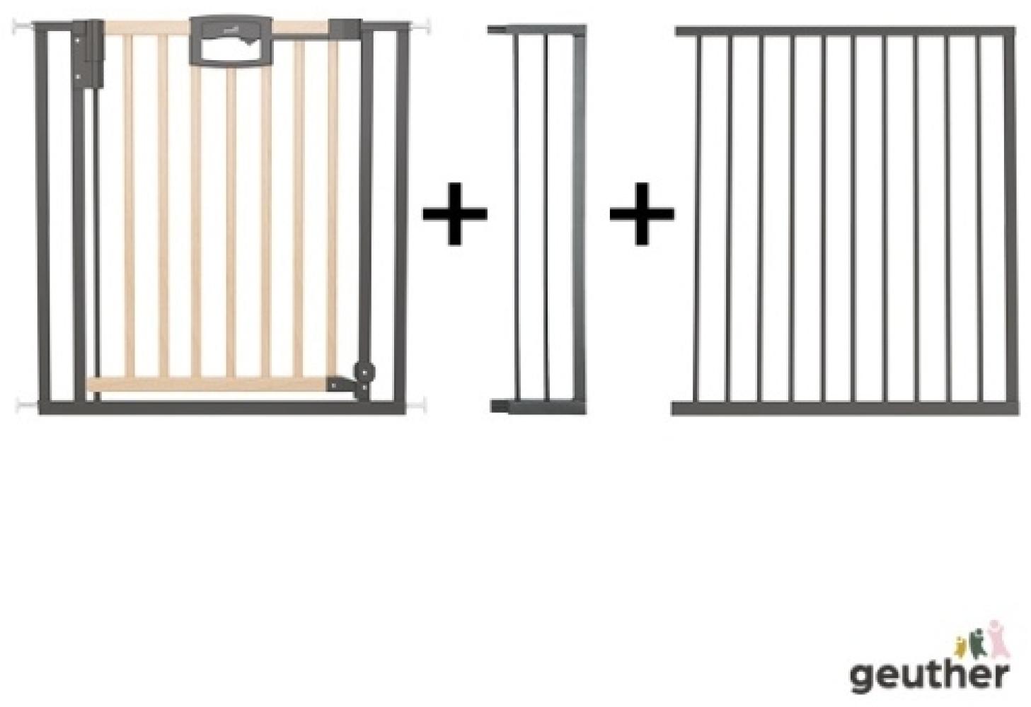 Geuther Türschutzgitter 'Easylock Plus' zum Klemmen für Öffnungen, Holz/ Metall, Natur/ Schwarz, 168,5 cm - 176,5 cm Bild 1