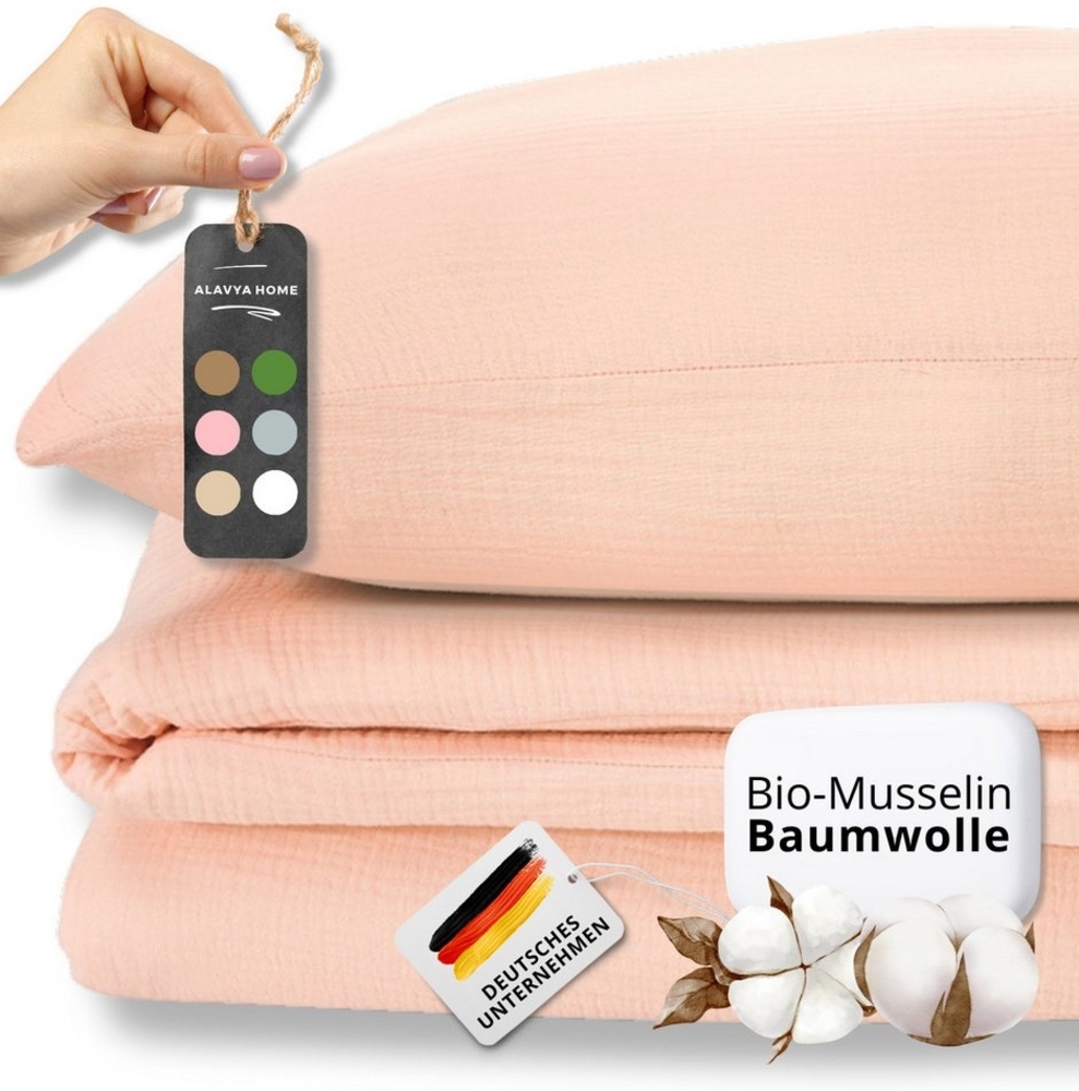 Alavya Home® Bettwäsche Black Friday I Musselin 135x200 mit Kissenbezug I GOTS zertifiziert, 100% Bio-Baumwolle, 2 teilig, Bettbezug-Set Bettwäsche 135x200 Hypoallergen & Atmungsaktiv Bild 1