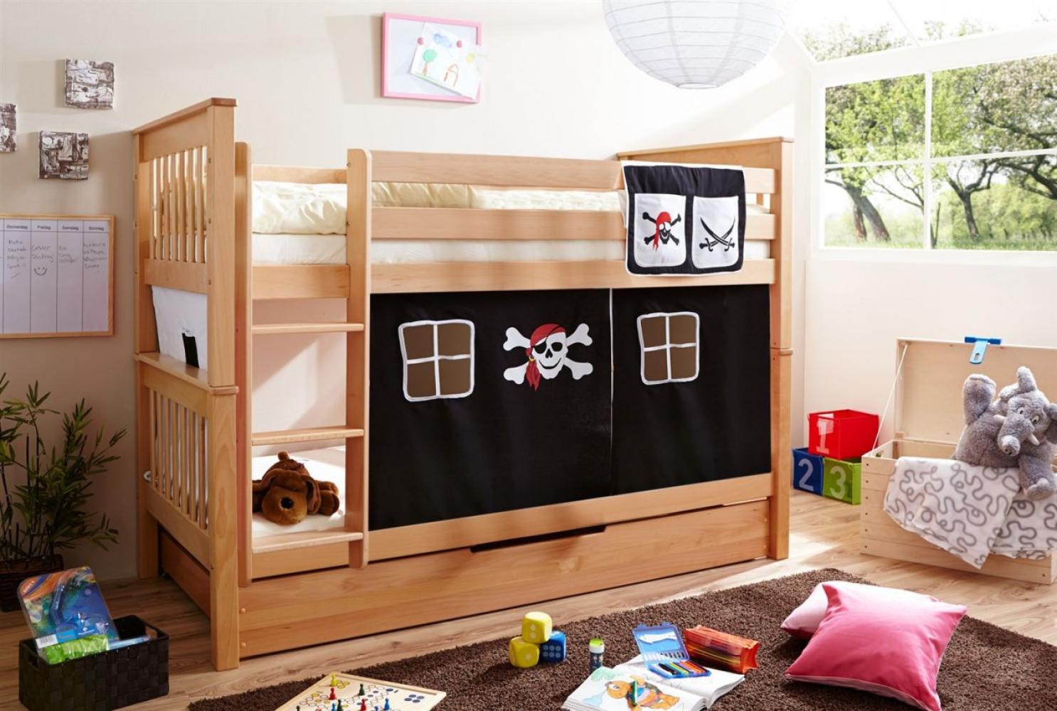 Ticaa 'Sammy' Etagenbett natur, inkl. Vorhang 'Piraten' Bild 1