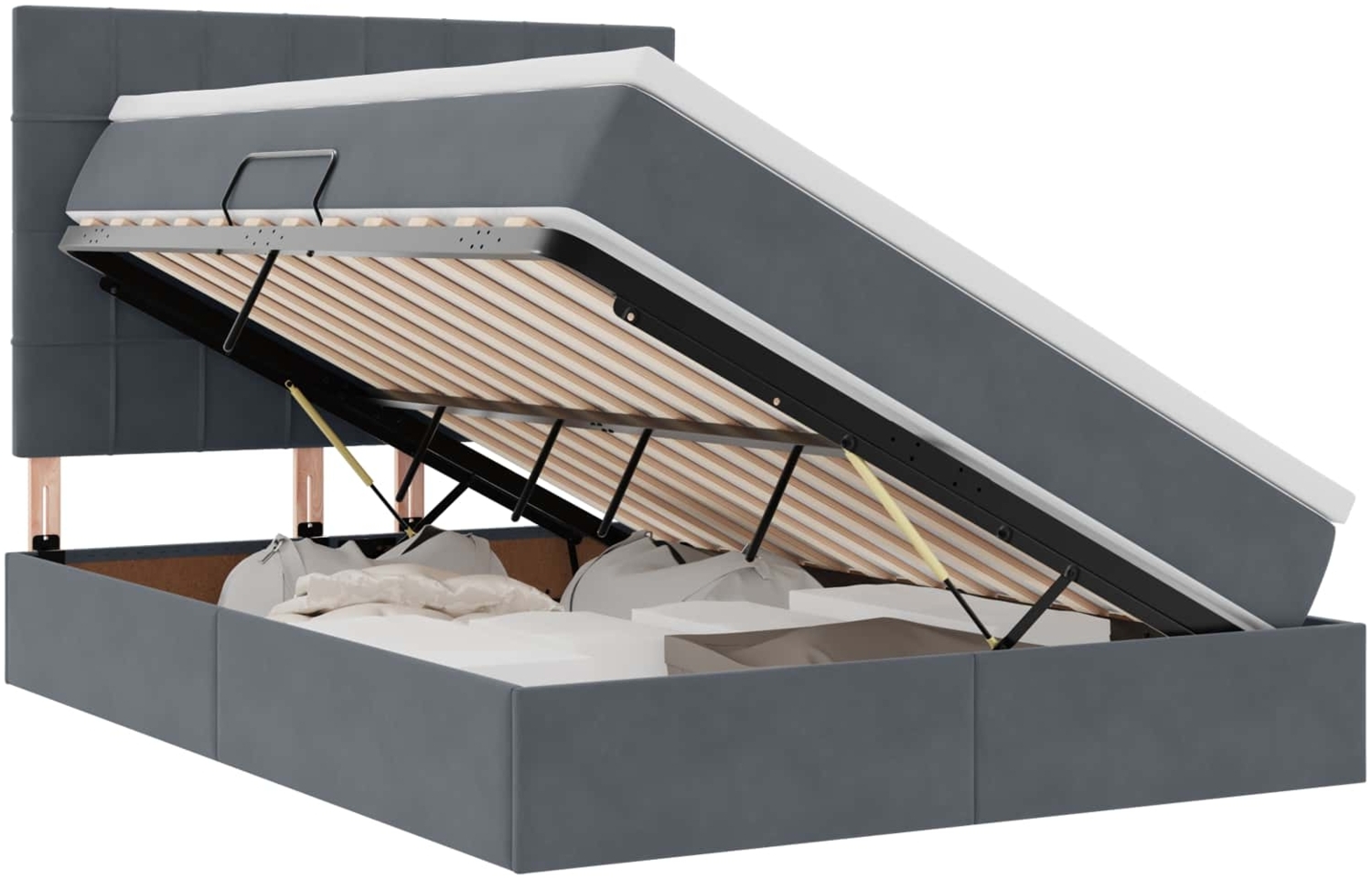 vidaXL Bett mit LED-Lichtleisten Dunkelgrau 140 x 190 cm Samt 3372664 Bild 1