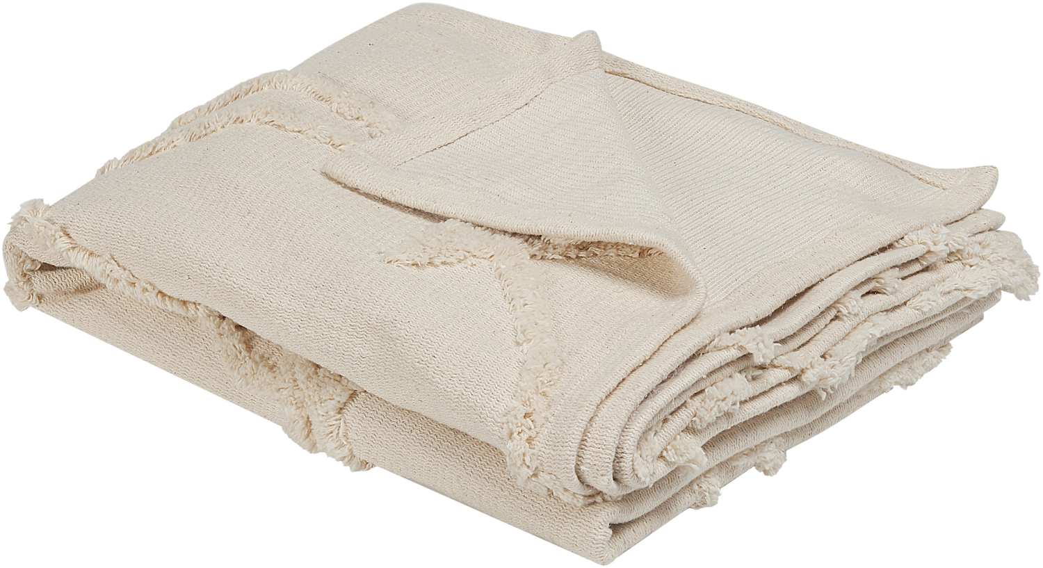 Kuscheldecke ACACIA Baumwolle 125 x 150 cm Beige Blumenmuster Bild 1