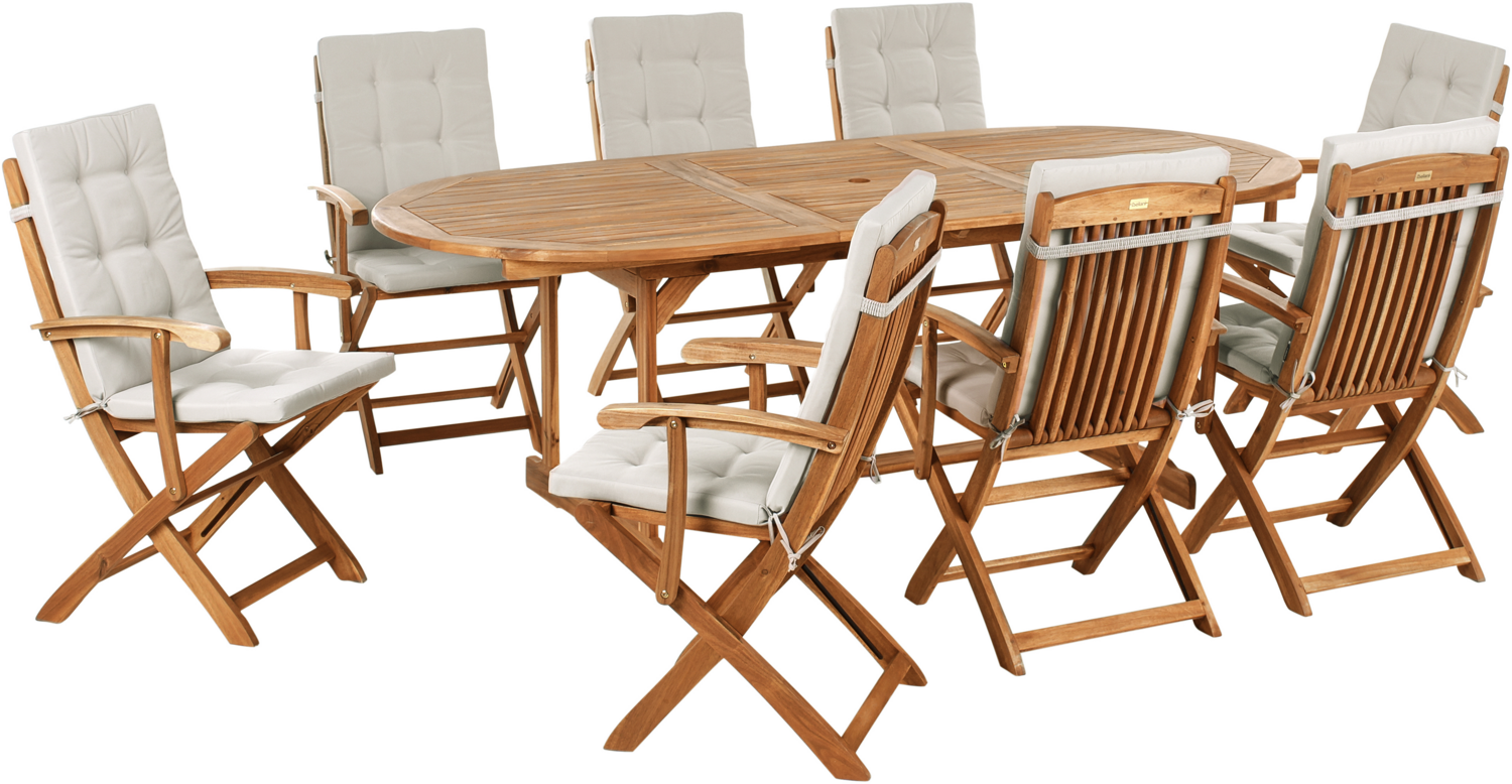 Gartenmöbel Set 8-Sitzer MAUI PREMIUM Akazienholz Taupe Bild 1