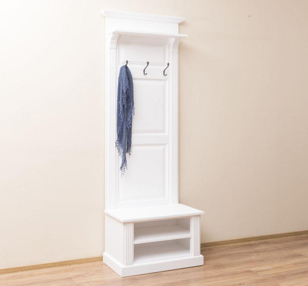 Weiße Garderobe mit Sitzbank schmal Bild 1