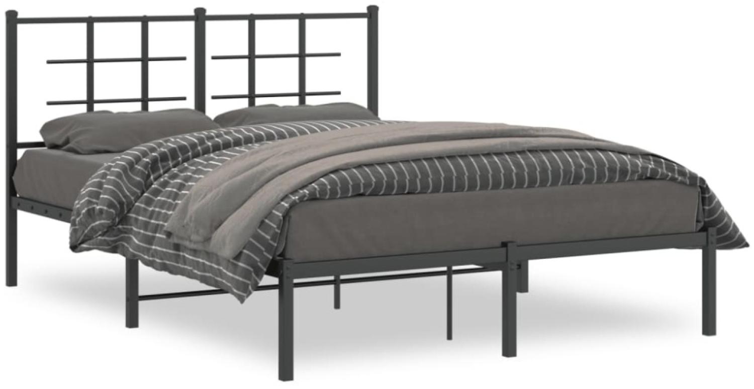 vidaXL Bettgestell mit Kopfteil Metall Schwarz 140x190 cm 355561 Bild 1