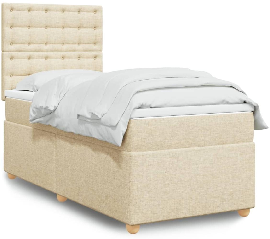 vidaXL Boxspringbett mit Matratze Creme 90x190 cm Stoff 3293454 Bild 1