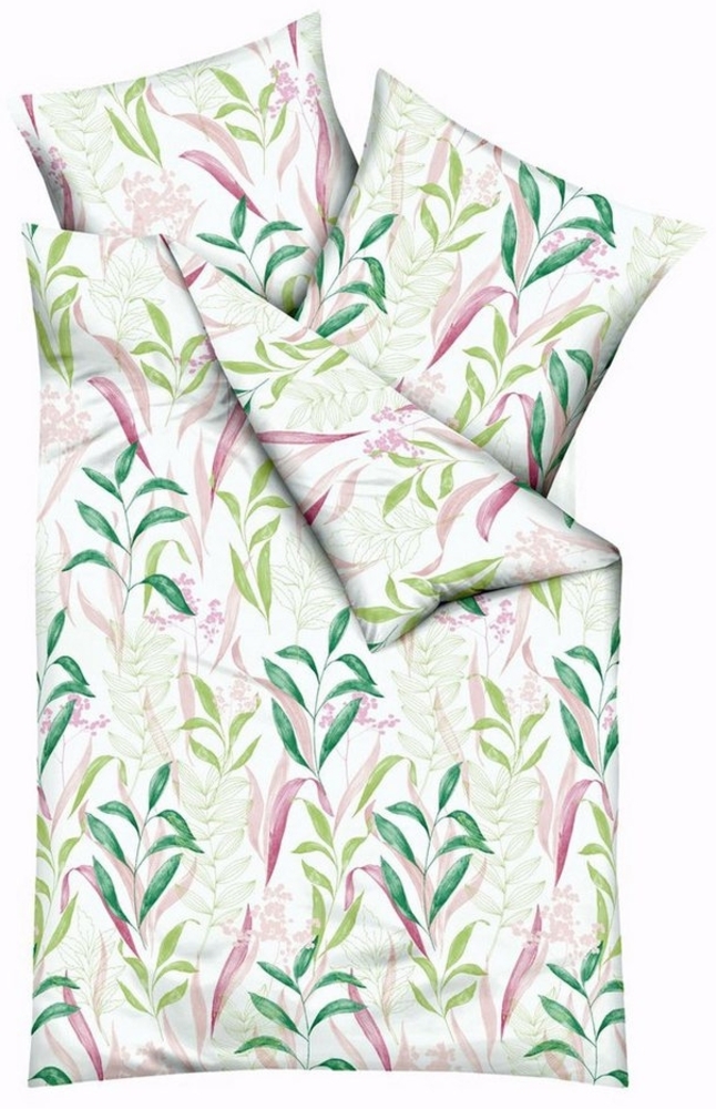 Kaeppel Bettwäsche 135x200cm Fresh Leaves Kiwi, Seersucker, 2 teilig, Blätter Blatt Pastellfarben Bild 1