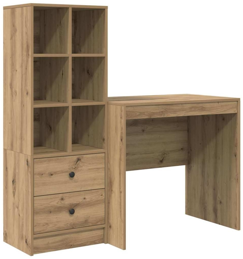 vidaXL Schreibtisch mit Stauraum 2 pcs Artisan-Eiche Holzwerkstoff 3337360 Bild 1