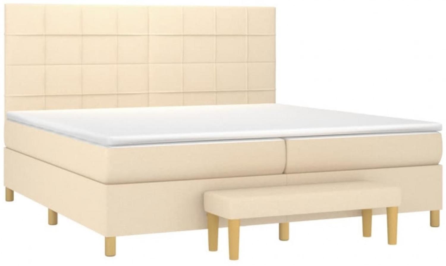 vidaXL Boxspringbett mit Matratze Stoff Creme 200x200 cm, Härtegrad: H2 [3137186] Bild 1